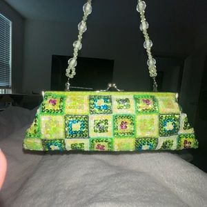 Vintage beaded bag green
